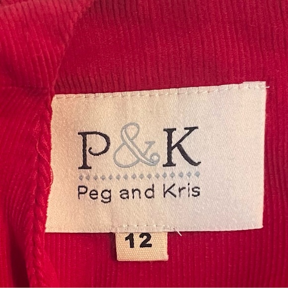 Peg & Kris Red Corduroy Girls Size 12 Dress - Picture 3 of 6